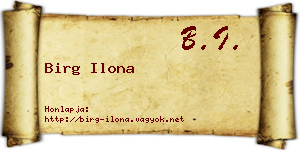 Birg Ilona névjegykártya